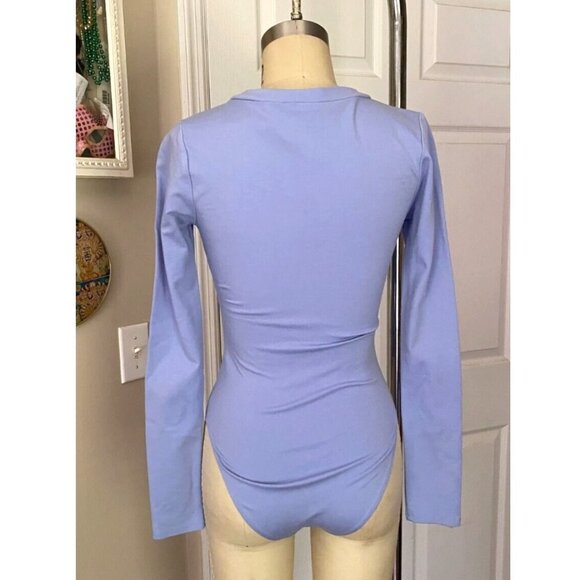 FOREVER 21 Lavender Stretch long sleeve Stretch Bodysuit Blouse Shirt *SMALL* - Picture 4 of 4